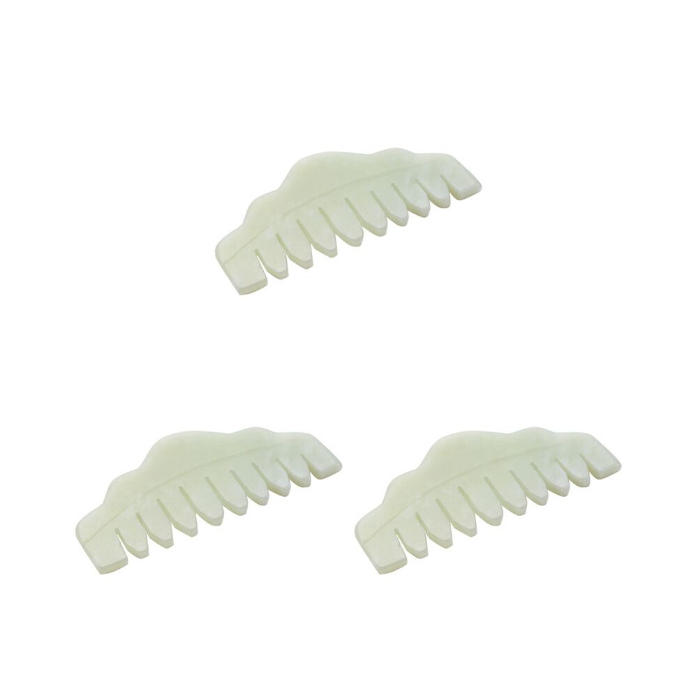 White 3X Traditional Nature Jade Comb Massage Spa Acupuncture Therapy Trigger Point Treatment Gua Sha Board