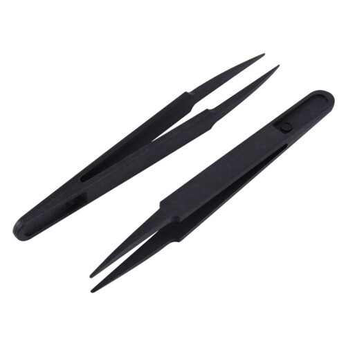 24 Stueck Kunststoff Spitz Pinzette - Schwarz 2
