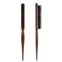 2X Wood Handle Natural Boar Bristle Hair Brush Fluffy Comb Hairdressing Barber Wood-Color