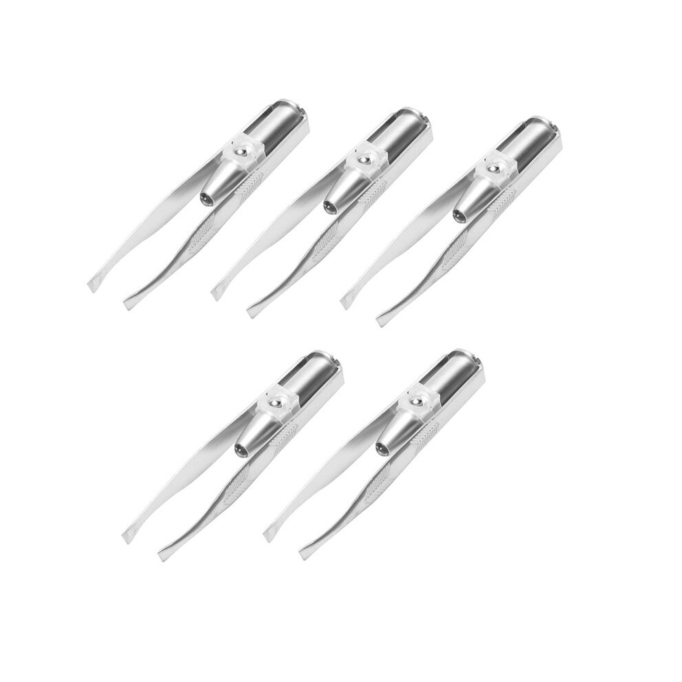 5X Stainless Steel Eyelashes Eyebrow Tweezer + LED Light