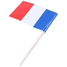Lot of 150 Pcs Wooden Toothpick with Flag for Decor of Party Fruit Pastry - France (, White, Red)