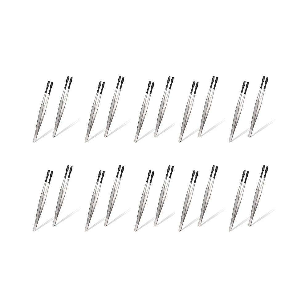 Black 20 Pieces Of Rubber Tip Tweezers Pvc Silicone Precision Tweezers Laboratory Industrial Hobby Tweezers Tool
