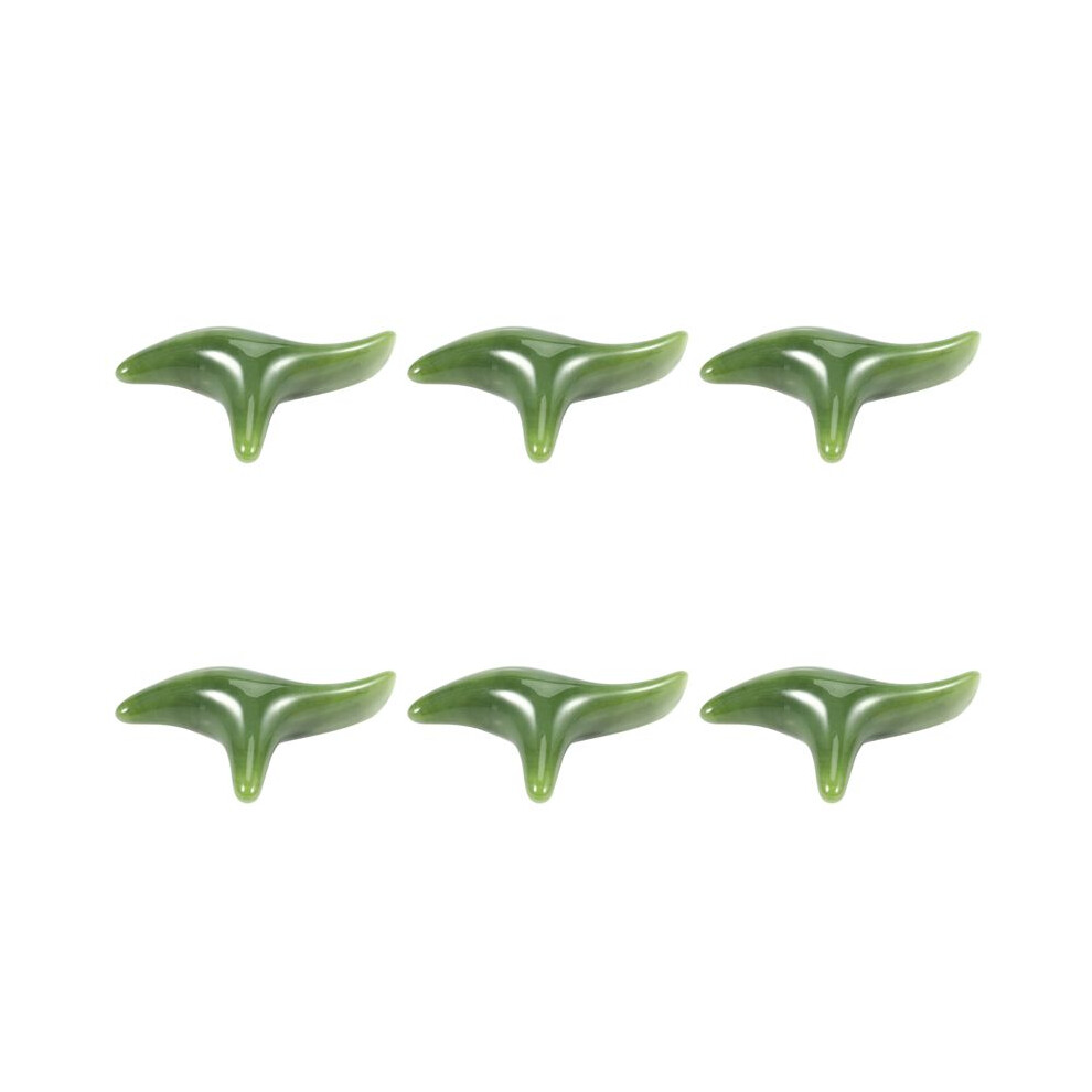 Green 6X Natural Beeswax Jade Face Gua Sha Triple-Cornered Massager Board Rod Body Foot Acupoint Massage Stick