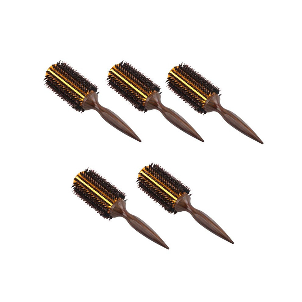 5X Straight Twill Hair Comb Natural Boar Bristle Rolling Brush Round  Blowing Curling DIY