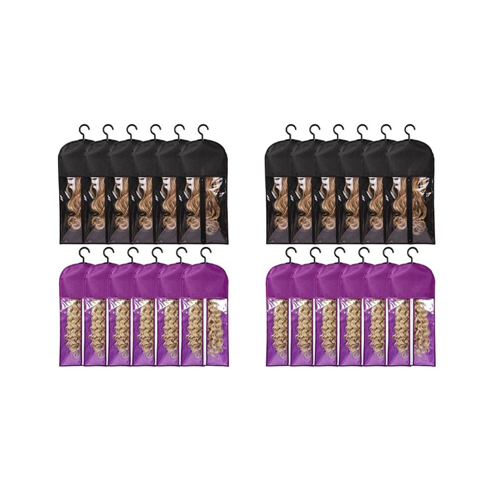 24PCS Wig Bags Storage with Hanger Hair Extension Holder Wig Storage for Multiple Wigs Holder Wig Bag Hair Extension