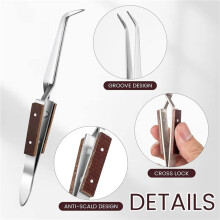 6Pcs Precision Reverse Tweezers Non-Conductive, Heat Resistant, Anti-Magnetic Pointed & Curved Tips Tweezer Set