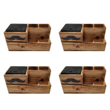 4X Hout Kappers Gereedschapskist Kapsalon Schaarhouder Haarknipschaar Rek Opslagcontainer Kapper Gereedschaphouder
