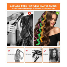 80 Pieces Heatless Waves Hair Curler, No Heat Damage Wavy Hair Curlers with 2 Sets of Styling Hooks, Heatless Curls
