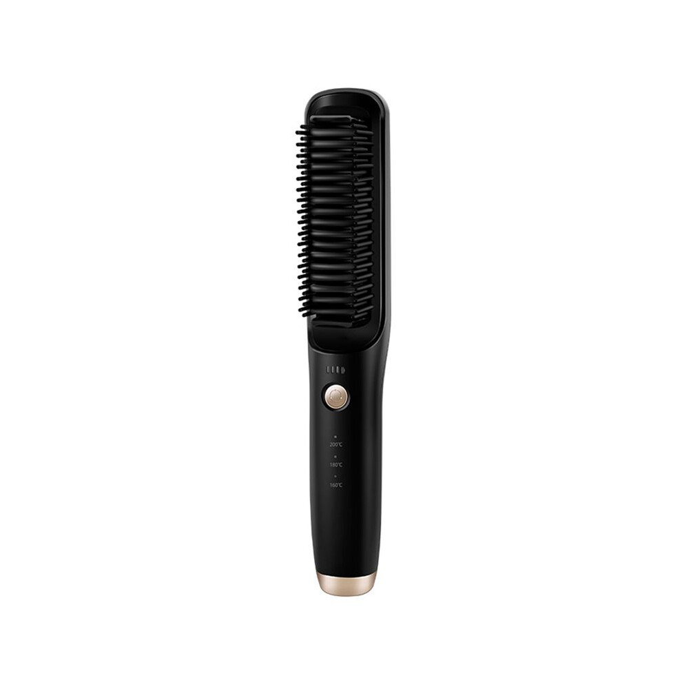 Black Cordless Hair Straightening Brush Electric Hair Smoothing Brush Beard Straightener For Rechargeable Heated Comb