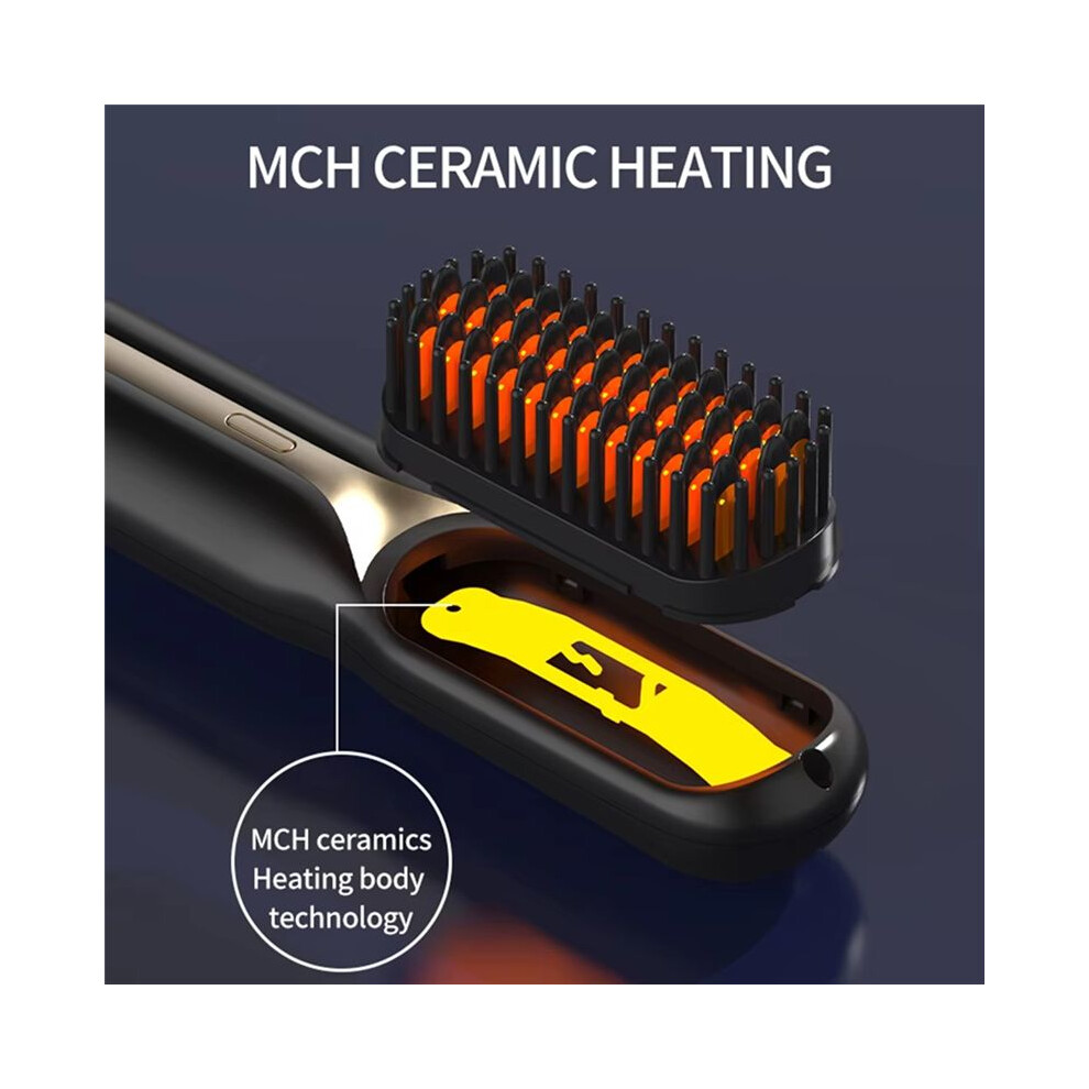 Electric Hot Comb Hair Straightener - Fast Heating, Portable, Anti-Scald, Ideal for Travel, Beard & Hair Styling A