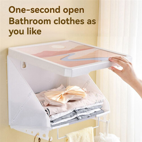 Thickened Waterproof Wall-Mounted Bathroom Storage Box - Easy Foldable , No Drilling Required Night and Bright Moon 2