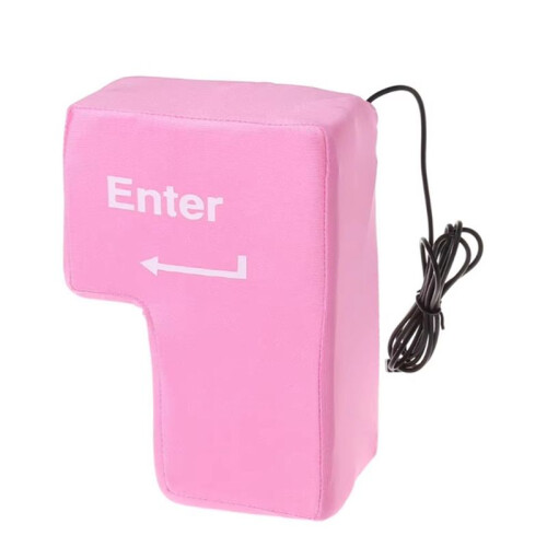 Large USB Enter Key Pillow - Stress Relief, Decompression Tool for Programmers, Soft Desktop Cushion, Novelty Gadget 1