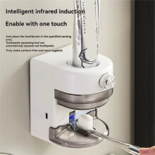 Presse-Dentifrice Automatique - Mains Libres, Fixation Murale, Amovible, Sans Perforation pour une Organisation Facile de la Salle de Bain