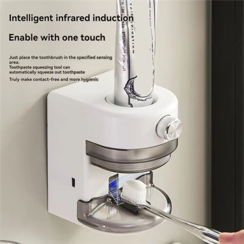 Automatic Toothpaste Squeezer - Hands-Free, Wall-Mounted, Removable, Punch-Free for Easy Bathroom Organization