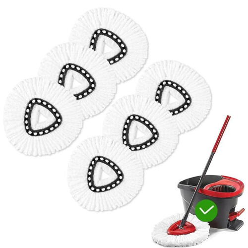 6PCS Mop Heads Replacements, Spin Mop Replacement  Deep Cleaning Machine Washable and Easy-to-Replace for O-Ceda 2