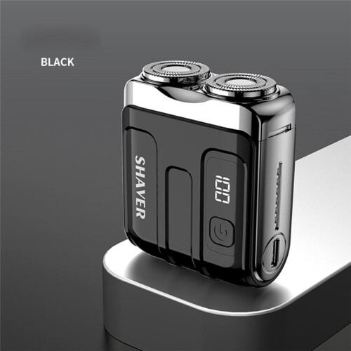 Portable Shaving  Double-Blade Shaver Electric Super Clean Digital Display and Washable Black 1