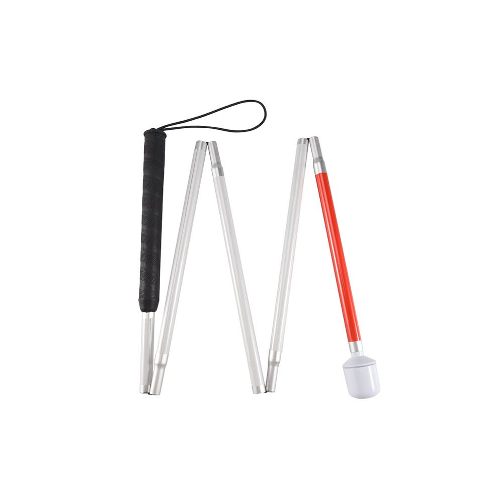 White Aluminum Folding Cane 4-Sec Folding Cane With Rolling Tip For Blind Walking Stick