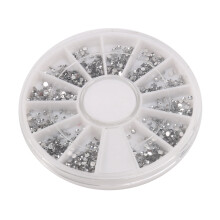 Argento strass giostra scatole Nail manicure in cristallo glitter per unghie 1.5 MM ruota