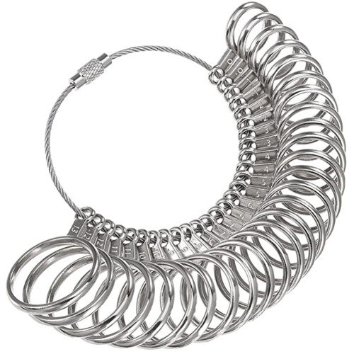 Stainless Steel S Finger Sizer Measuring Ring Tool, Size 0-13 with Half Size
