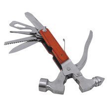 Herramienta Multifuncional,Martillo de Supervivencia para Acampar, Manejar con Incrustaciones de Madera,Herramienta Multifuncional PortáTil de Metal,