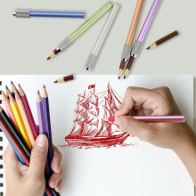 6PCS Metal Color Rod Single-End Pencil Extender Pencil Extender Pen Receptacle Pen Extension Pencil Case