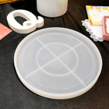 Molde Redondo DIY Molde de Silicona con Pegamento de Resina Epoxi DecoracióN de la Bandeja de la Caja de Almacenamiento de la Joyas Posavasos de