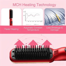 Wireless Wet & Dry Hair Straightening Comb Anti-Hot Temperature Controlled Hair Care & Styling Comb Portable Hair Comb,B