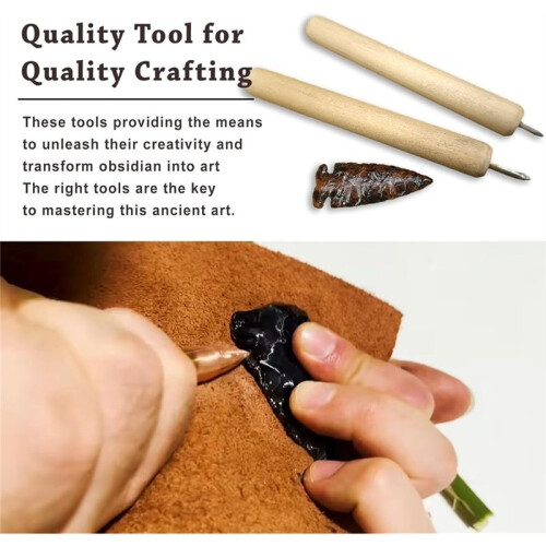 Knapping Tools Kit Obsidian Crafting Tool, Napping Tools for Both Pros, 1 Pressure Flaker,3 Copper Boppers,1 Tool Bag 2
