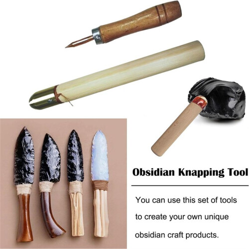 Knapping Tools Kit Obsidian Crafting Tool, Crystal Stone Age Toolkit, Napping Tools for Both Pros and Beginners 2