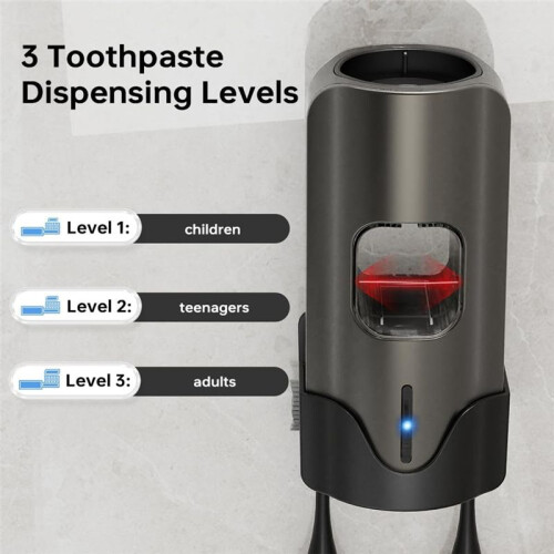 Toothpaste Dispenser, Toothpaste Squeezer Automatic Toothpaste Dispenser for Kids, Wall-Mounted Toothbrush Holder,A 2