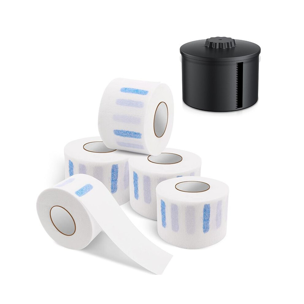 Neck Strip Dispenser, Black Barber Neck Strip Holder Dispenser with 5 Rolls of Scarf Paper for Hair Salon Barber Shop