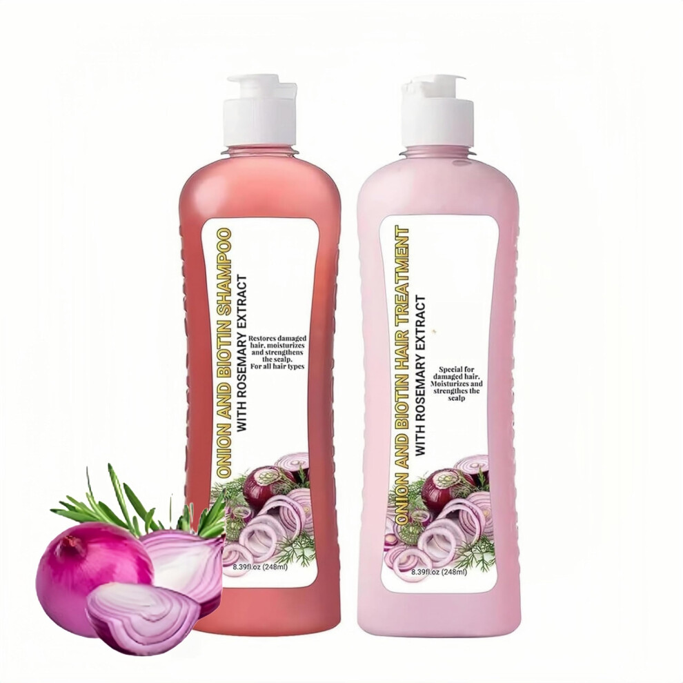 Onion Biotin and Rosemary Shampoo and Conditioner Set for Hair Growth, Hair Loss and Thinning Hair