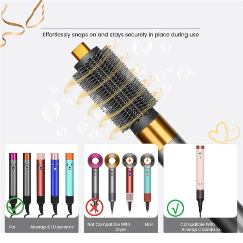 Round Volumizing Brush Attachment and Wave Curl Diffuser for  Airwrap HS01 HS05 HS08 Curling Iron Attachment B 1