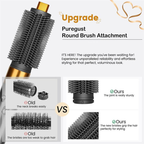 Round Volumizing Brush Attachment and Wave Curl Diffuser for  Airwrap HS01 HS05 HS08 Curling Iron Attachment A 2