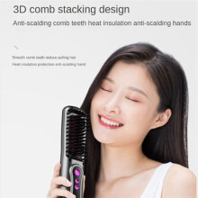 Lisseur de Cheveux Professionnel Sans Fil Peigne à Friser Chauffage Rapide Ion NéGatif Redressage Brosse à Friser Outils de Coiffage