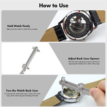 Adjustable Watch Back Remover Tool, Wrench Type Watch Case Back Opener Remover Watchmaker for Battery Replacement B