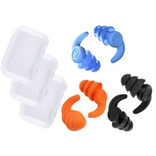 3 Paar Silikon-OhrstöPsel, Wasserdichte Schwimm-OhrstöPsel für Erwachsene, Wiederverwendbare Silikon-Schwimmer-OhrstöPsel, Schwarz + Orange + Blau