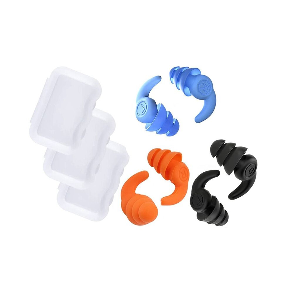 3 Pair Silicone Earplugs,Waterproof Swimming Ear Plugs For Adults,Reusable Silicone Swimmer Earplugs,Black+Orange+ 4712607038756