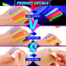 24 Pcs Glow in the Black Lights Face Paint Crayons Face Body Paint Fluorescent Halloween Masquerade Makeup for Adult
