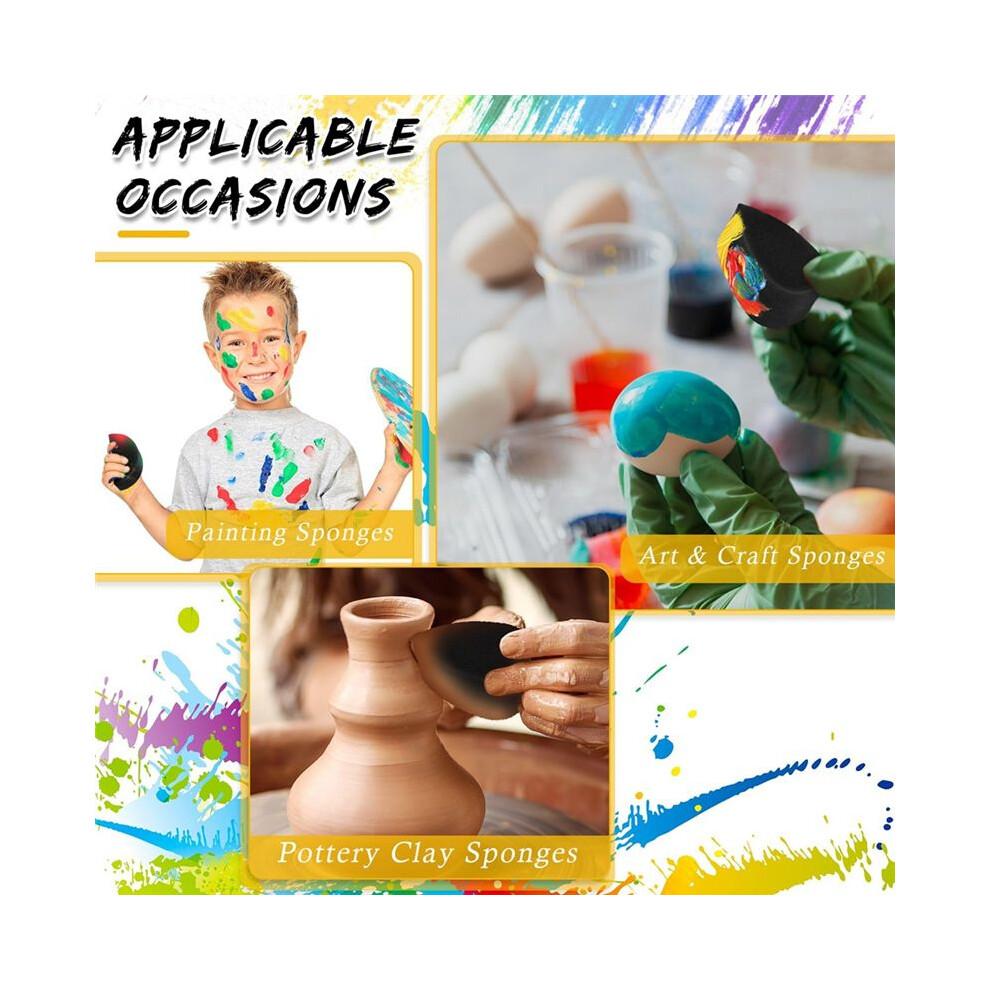Face Paint Sponges Face Painting Black Sponges High Density for Art Work and Body Paint (24 Petals + 24 Half Moon)