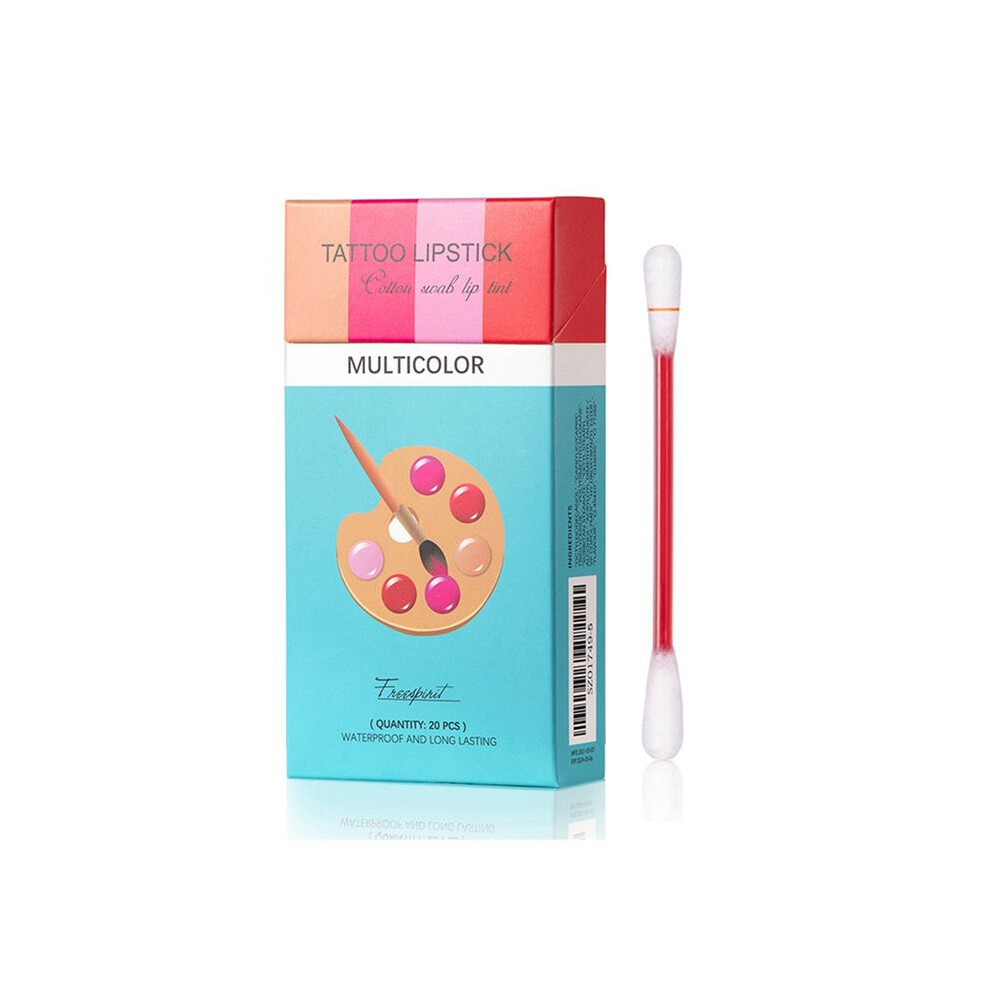 Lakerain 20 Pcs/Set Lipstick Cigarette Cotton Swab Lipstick Portable Waterproof Liquid Non-Stick Cup Tattoo Lipstick