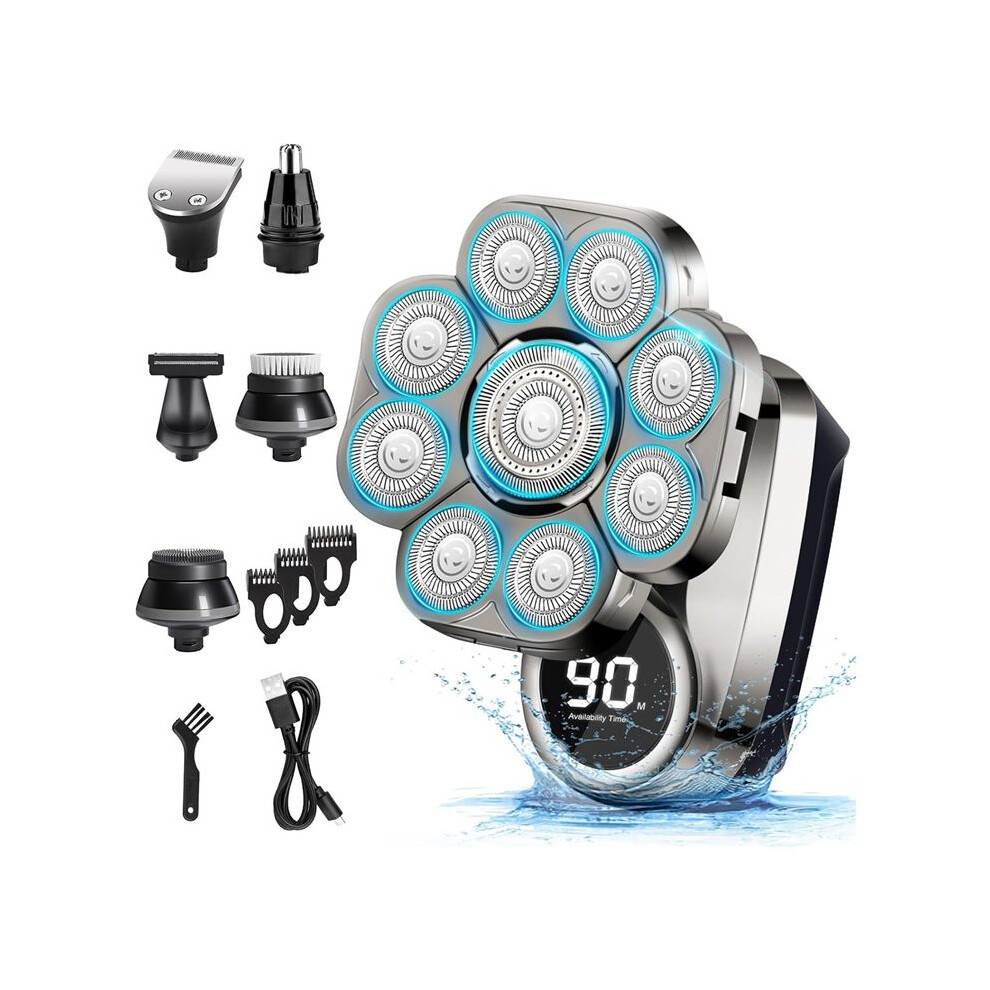 Zandonã Shaver, 9D Electric Ip67 Waterproof Men's Rotary Beard Shaver With Led Display, Electric Shaver For Men