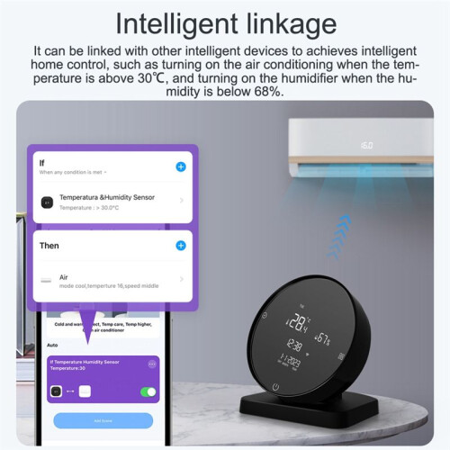 Tuya WIFI USB Rechargeable Temperature and Humidity Detector Home Baby's Room Hygrometer LCD Display IR Controller 2