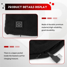 Winter Electric Heated Scarf Neck Wrap USB Rechargeable Neck Warmer 3 Speed Adjustment Fleece Scarf for Cycling Skiing