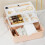 Cosmetics Storage Box Bigcapacity Plastic Desktop Storage Box Dustproof Lipstick Extra Storage Box with Lid,Ivory White 6