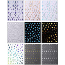 9 Stuks Kleurrijke Sterren Nail Art Stickers Stickers Zelfklevende Zilveren Nagelbenodigdheden Nail Art Design Decoratie Accessoires
