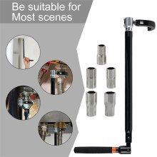 Faucet Wrench Carbon Steel Plumber Socket Wrench with 5 Sockets and 1 Chuck Tap Back Nut Wrench Kitchen Sink Keys, B
