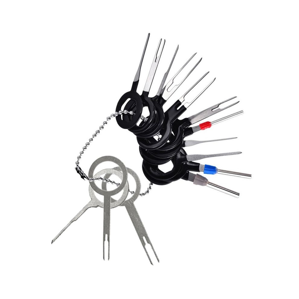 14Pcs Auto Terminals Removal Key Tool Set Car Electrical Wiring Crimp Connector Extractor Puller Release (Silver) 4713026559006