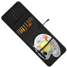 16 Pcs Paint Brushes Set 12 Sizes Painting Brush with Palette Knife, Sponge and Oil Tray for Acrylic, Watercolor