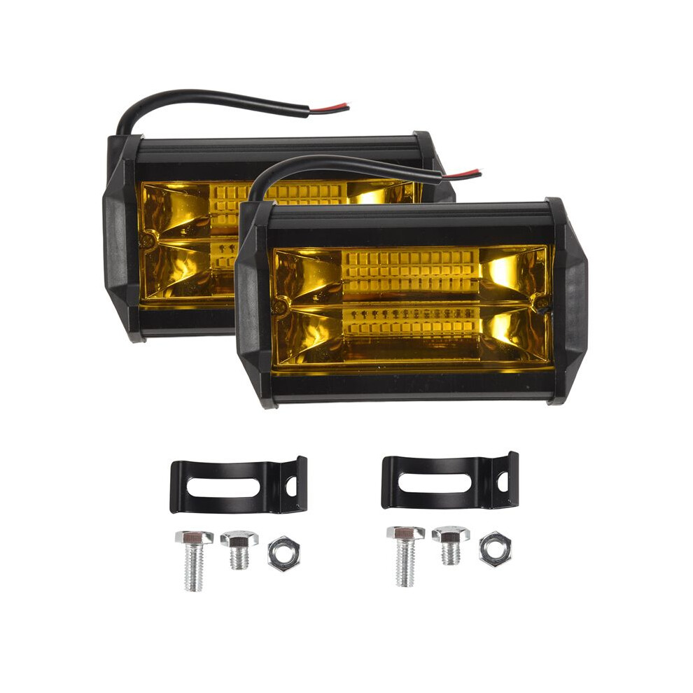 2X 5 Inch 72W Led Work Lights Waterproof Off Road Pod Fog Lights Lamps For Trucks Atv Utv Boat Cart Yellow 6132795405136